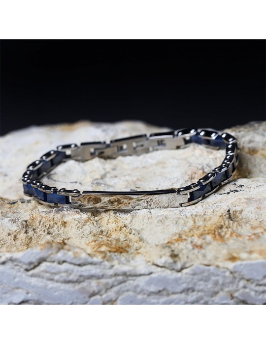 Sector Bracelet - Ceramic - 316L Steel - Blue Plates - Elements-SAFR37