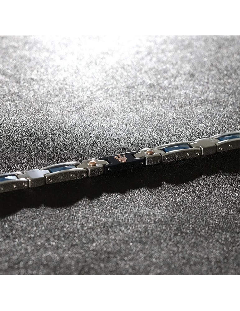 Maserati Bracelet - Ceramic-Steel-Ceramic Blue-Rose Gold-JM523ATZ33