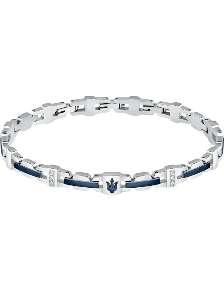 Bracciale Maserati - Iconic - Acciaio-Inserti Blu-Cristalli-JM523AVD32