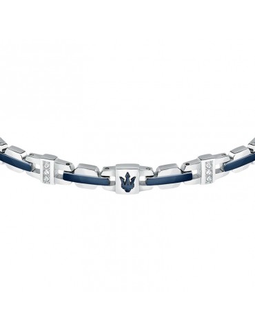 Bracciale Maserati - Iconic - Acciaio-Inserti Blu-Cristalli-JM523AVD32 2