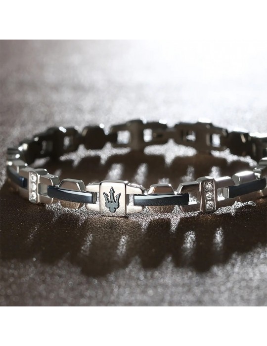 Bracciale Maserati - Iconic - Acciaio-Inserti Blu-Cristalli-JM523AVD32