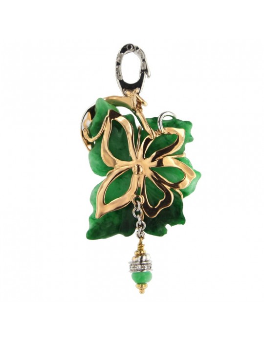 Silvia Kelly Pendant - Green Jade - Rose Gold - White Gold and Natural Diamonds 0.18 ct - 0