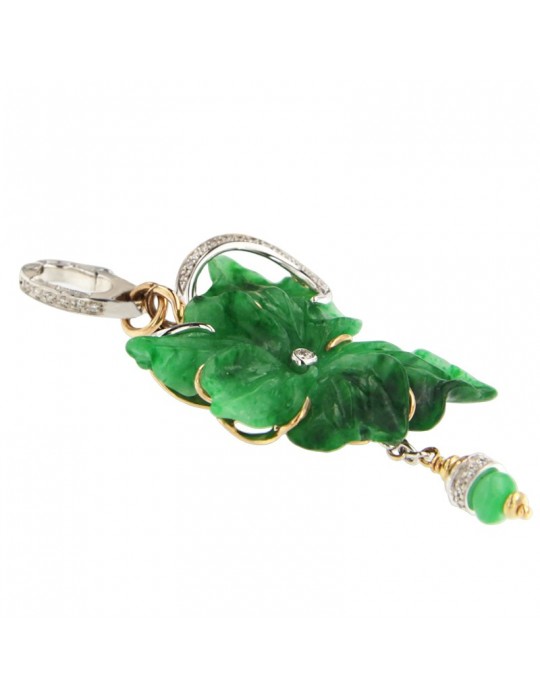 Silvia Kelly Pendant - Green Jade - Rose Gold - White Gold and Natural Diamonds 0.18 ct - 0