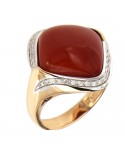 Silvia Kelly Ring - in 18K Rose Gold with Red Coral and Natural Diamonds 0.17 ct - 0