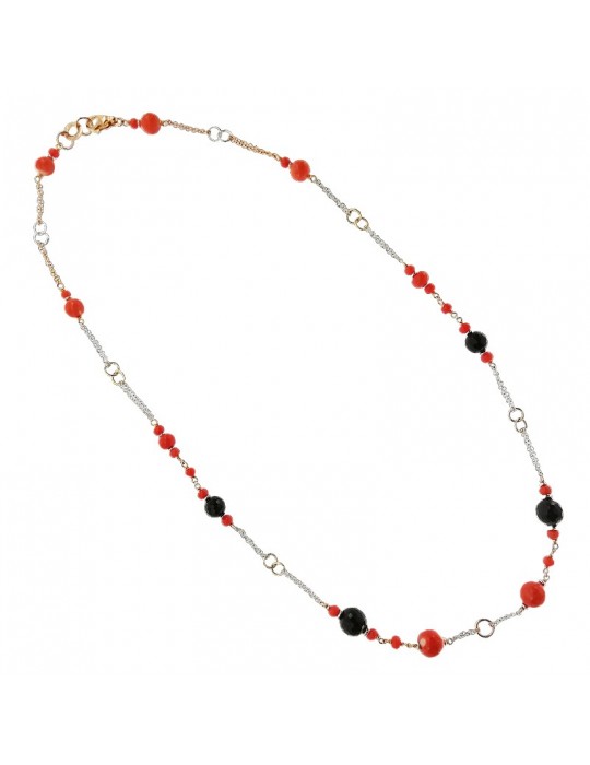 Collana Silvia Kelly - Oro - Onice Nero - Corallo Rosso - C418/21F