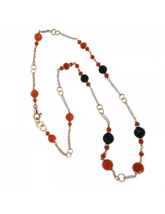 Collana Silvia Kelly - Oro - Onice Nero - Corallo Rosso - C418/21F