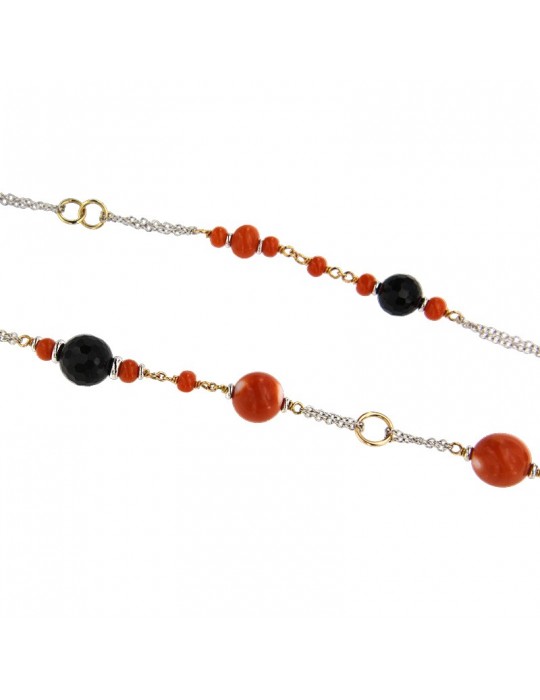 Collana Silvia Kelly - Oro - Onice Nero - Corallo Rosso - C418/21F