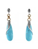 Silvia Kelly Earrings - 18K White Gold Teardrop Pendants in Turquoise and Natural Diamonds 0.06 ct - 0