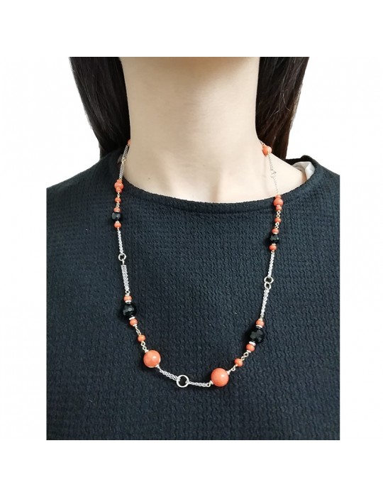 Collana Silvia Kelly - Oro - Onice Nero - Corallo Rosso - C418/21F