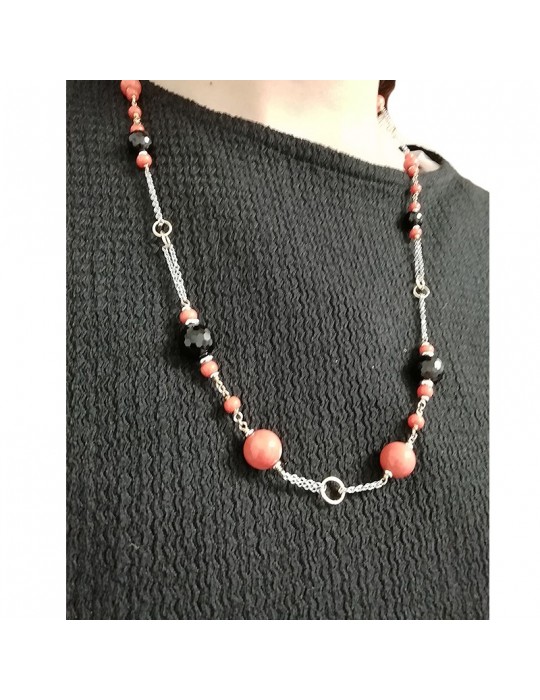Collana Silvia Kelly - Oro - Onice Nero - Corallo Rosso - C418/21F