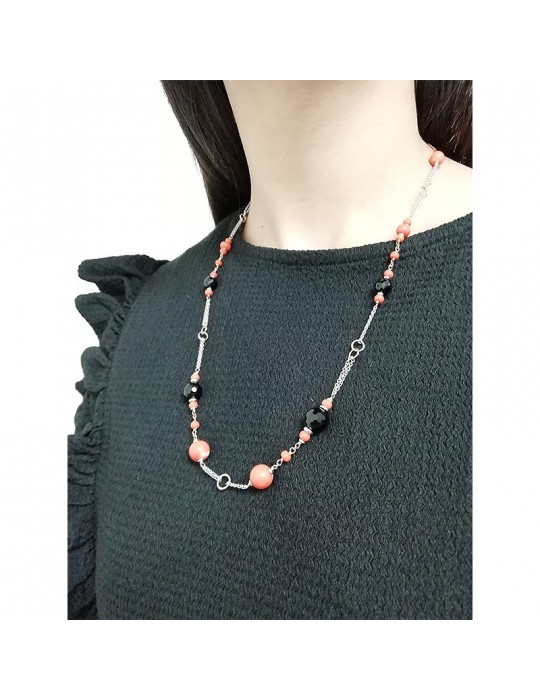 Collana Silvia Kelly - Oro - Onice Nero - Corallo Rosso - C418/21F