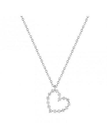 Buonocore Necklace - Hope Heart in 18k White Gold with Natural Diamonds 0.45 ct - 0