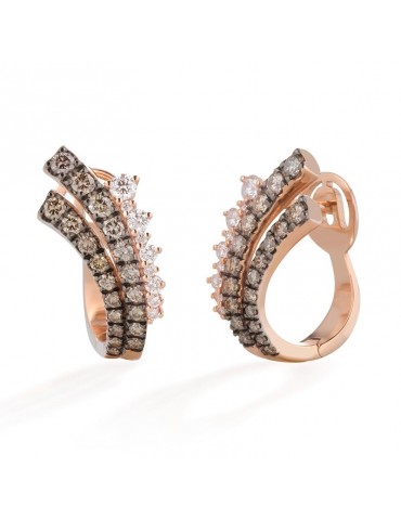 Orecchini Buonocore - Wave 2.0 - Oro Rosa - Diamanti Bianchi - Diamanti Brown - 853O03MP