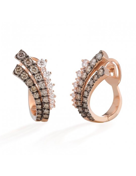 Orecchini Buonocore - Wave 2.0 in Oro Rosa 18 carati con Diamanti Bianchi e Diamanti Brown - 0
