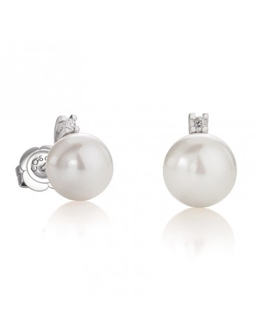 Coscia Earrings Akoya Pearls 6-6.5 mm - in White Gold with Diamonds - 0