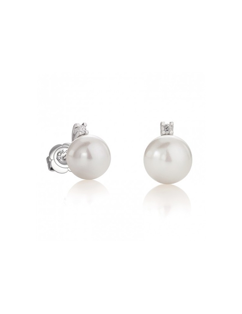 Coscia Earrings Akoya Pearls 7-7,5 mm - in White Gold with Diamonds - 0