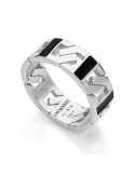 Unoaerre Ring - Silver - Hexagonal Links - Black Enamel-6284/21-1AR