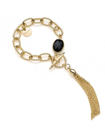 Bracciale Unoaerre - Bronzo Dorato - Cristallo Nero - Frange -EXB4985G