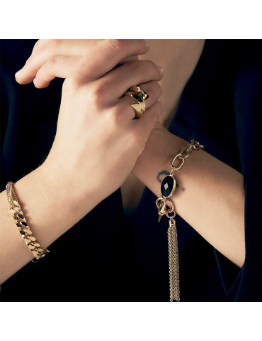 Bracciale Unoaerre - Bronzo Dorato - Cristallo Nero - Frange -EXB4985G 2