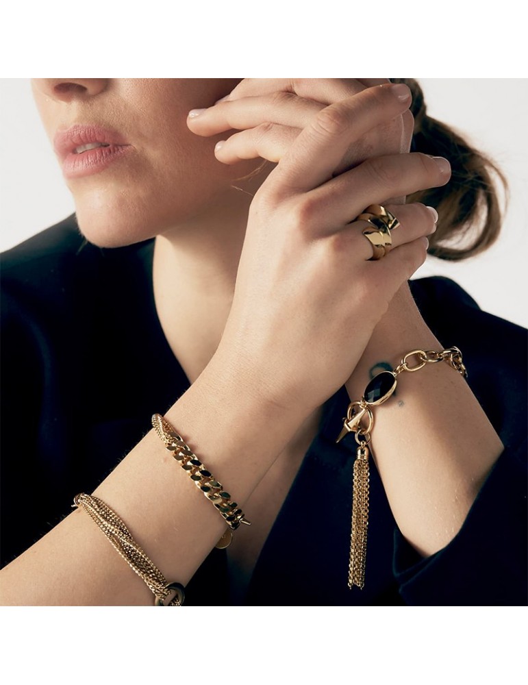 Unoaerre Bracelet - Gilt Bronze - Black Crystal - Fringes - EXB4985G