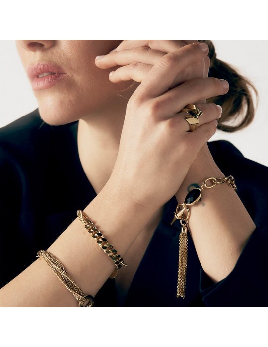 Unoaerre Bracelet - Gilt Bronze - Black Crystal - Fringes - EXB4985G