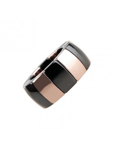 Roberto Demeglio Ring - Aura Domino in Polished Pink and Black Golden Ceramic - 0 2