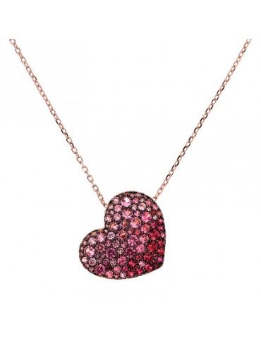 Bronzallure Necklace - Pendant - Heart - Cubic Zirconia-WSBZ01200.ROSE