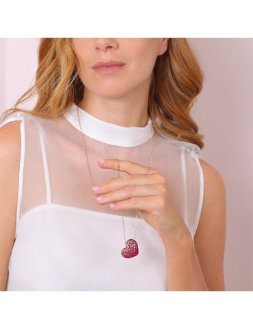 Bronzallure Necklace - Pendant - Heart - Cubic Zirconia-WSBZ01200.ROSE 2