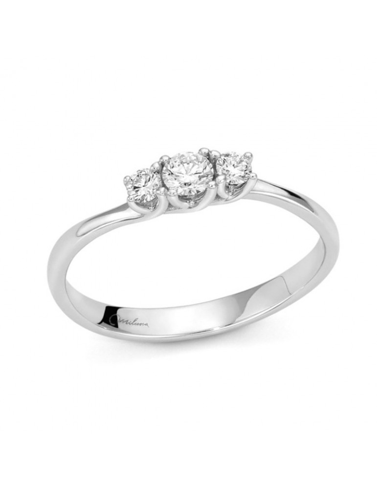 Miluna Ring - Trilogy in 18k White Gold with Natural Diamonds - 0