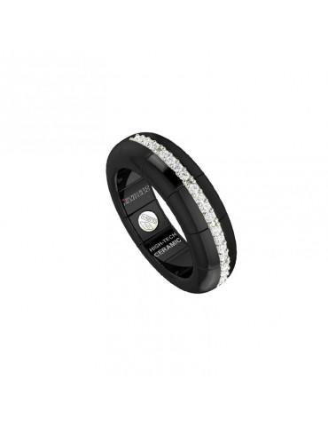 Roberto Demeglio Woman's Ring - Pura Luce in Polished Black Ceramic and White Diamonds 0.18 ct - 0