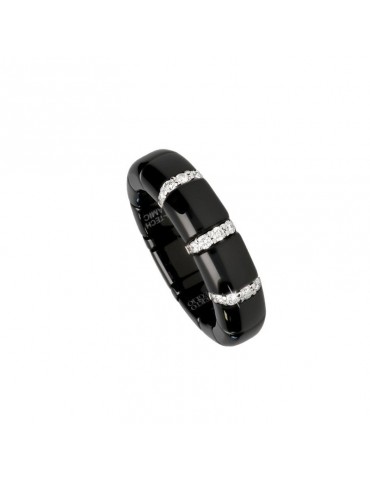 Roberto Demeglio Women's Ring - Pura in Polished Black Ceramic and White Diamonds 0.17 ct - 0