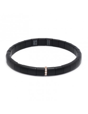 Roberto Demeglio Bracelet - Pura in Satin Black Ceramic with White Diamonds 0.07 ct - 0