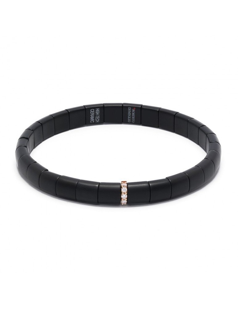 Roberto Demeglio Bracelet - Pura in Satin Black Ceramic with White Diamonds 0.07 ct - 0