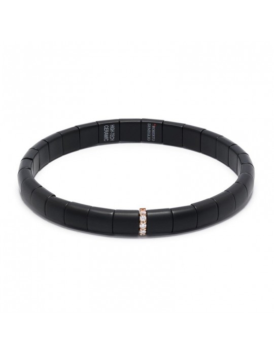 Roberto Demeglio Bracelet - Pura in Satin Black Ceramic with White Diamonds 0.07 ct - 0