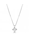 Lelune Diamonds Necklace - Point of Light Pendant in 18k White Gold with Natural Diamond 0.05 carats - 0