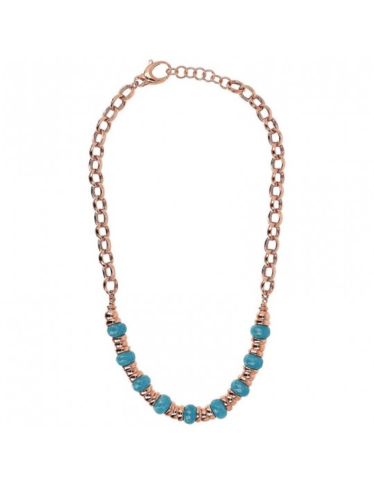 Bronzallure Necklace - Rolò Chain - Rondelle-Blue Quartzite-WSBZ02131.BQ