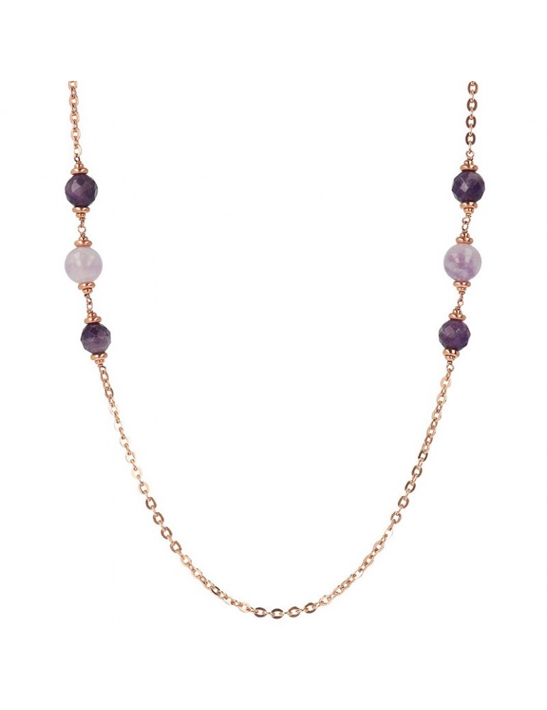 Bronzallure Necklace - Felicia - Long-Rolò-Purple Amethyst-WSBZ02173.AM