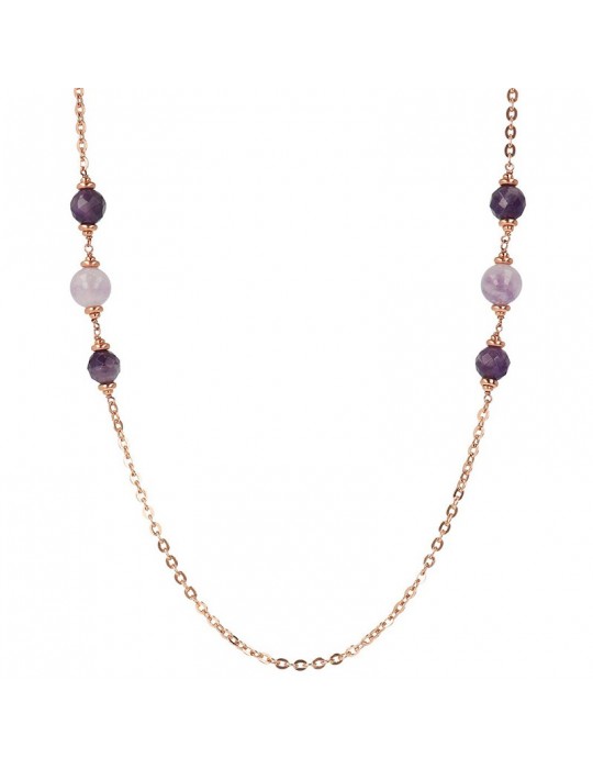 Bronzallure Necklace - Felicia - Long-Rolò-Purple Amethyst-WSBZ02173.AM