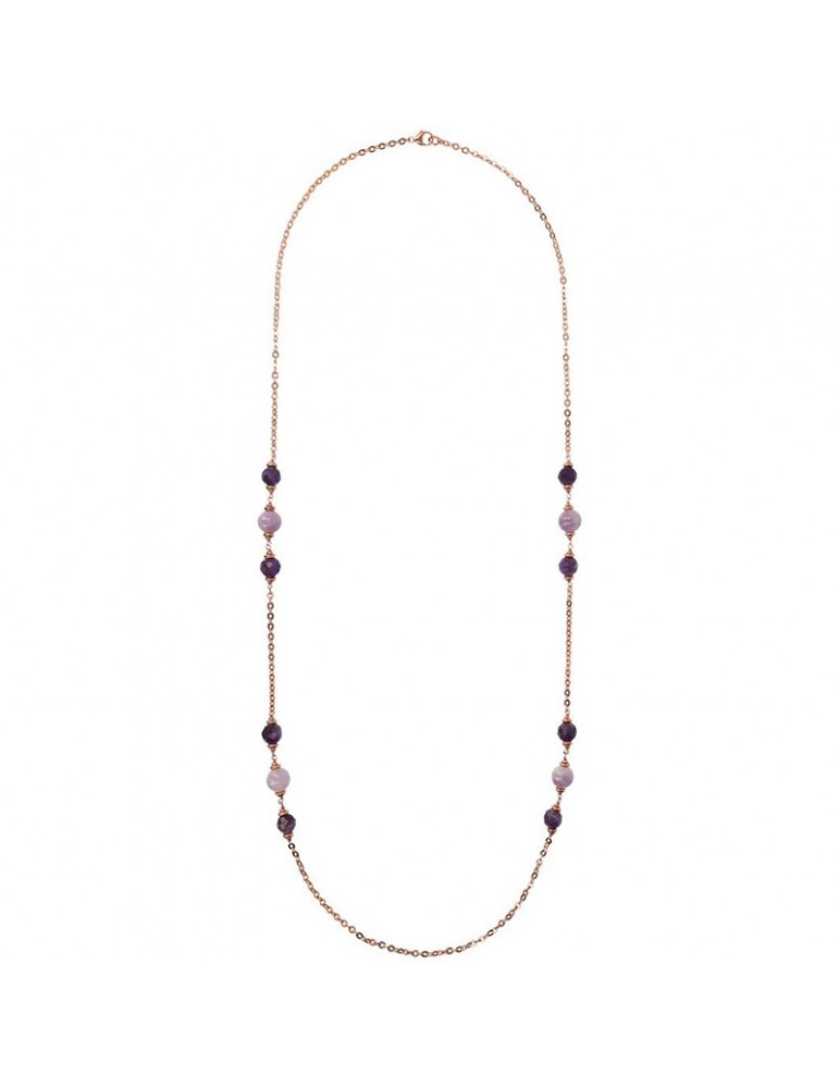 Bronzallure Necklace - Felicia - Long-Rolò-Purple Amethyst-WSBZ02173.AM