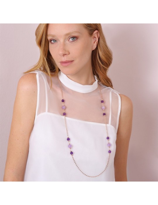 Collana Bronzallure - Felicia - Lunga-Rolò-Ametista Viola-WSBZ02173.AM