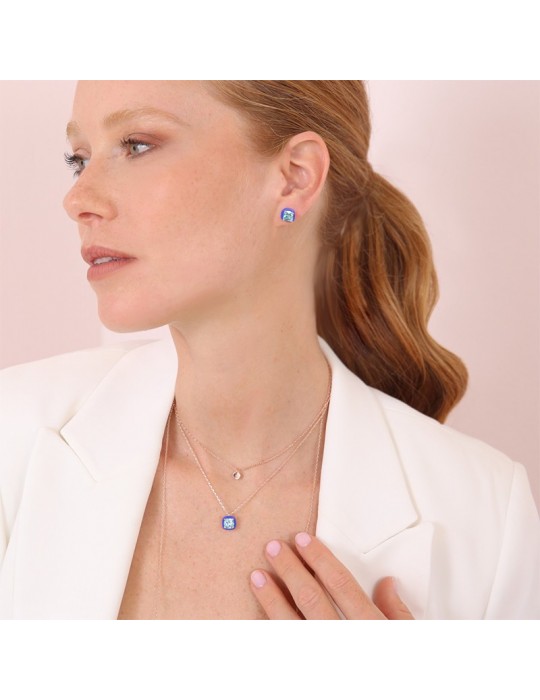 Orecchini Bronzallure - Miss -Quadrati-Prisma Gem Blu-WSBZ02185.BLU-AQ