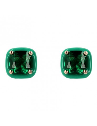 Bronzallure Miss-Square Earrings-Prisma Gem Green-WSBZ02185.GRN-CZ