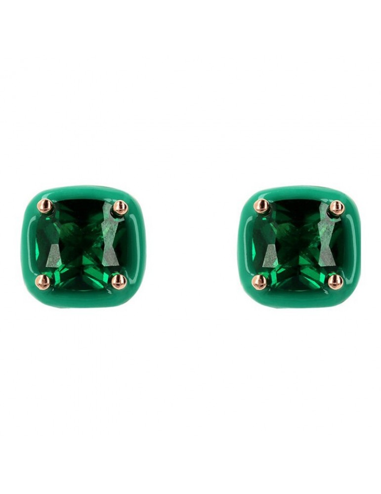Bronzallure Miss-Square Earrings-Prisma Gem Green-WSBZ02185.GRN-CZ