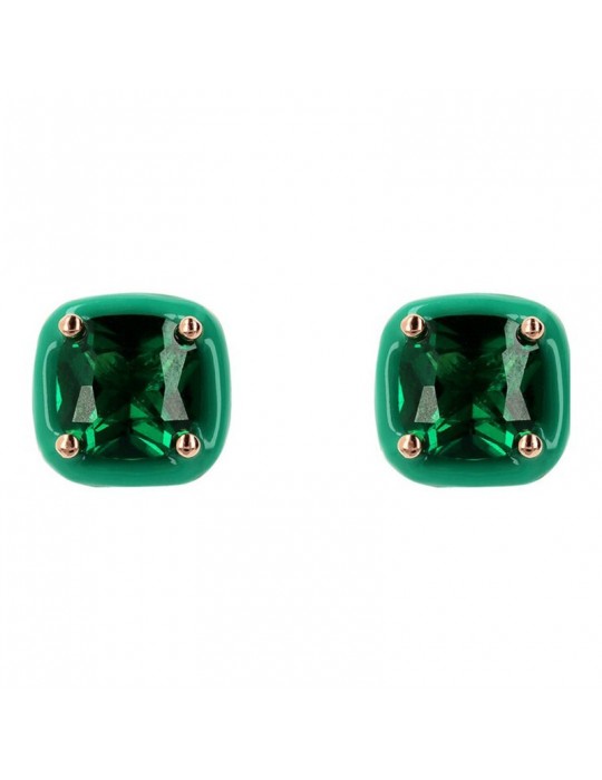Bronzallure Miss-Square Earrings-Prisma Gem Green-WSBZ02185.GRN-CZ