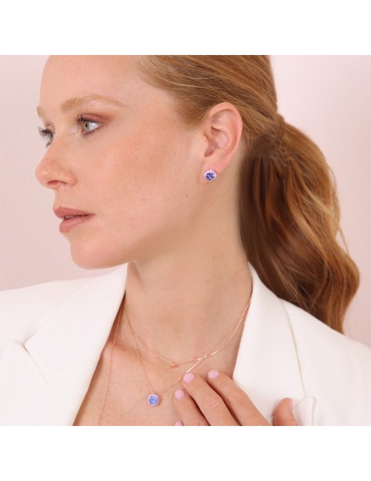 Bronzallure-Miss Earrings -Square-Prism Gem Purple-WSBZ02185.LAV-TA