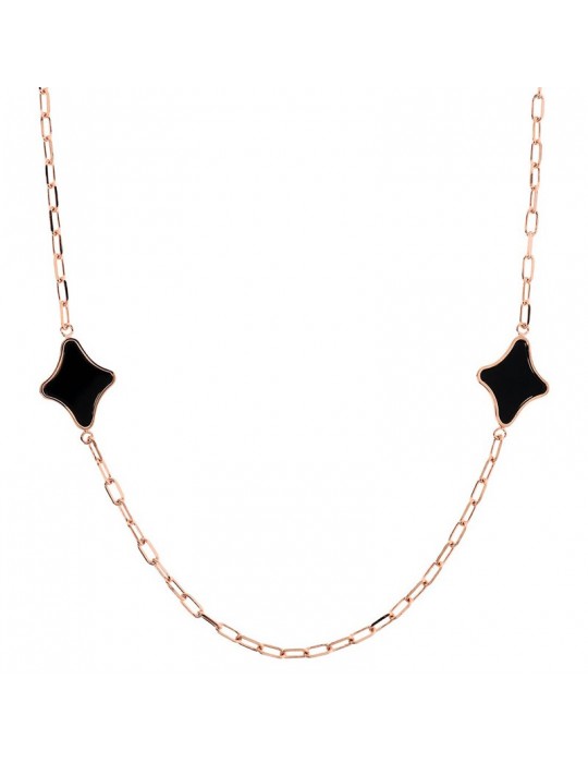 Bronzallure Necklace - Alba - Chain - Stars - Black Onyx-WSBZ02203.BO