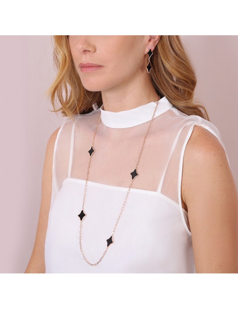 Bronzallure Necklace - Alba - Chain - Stars - Black Onyx-WSBZ02203.BO