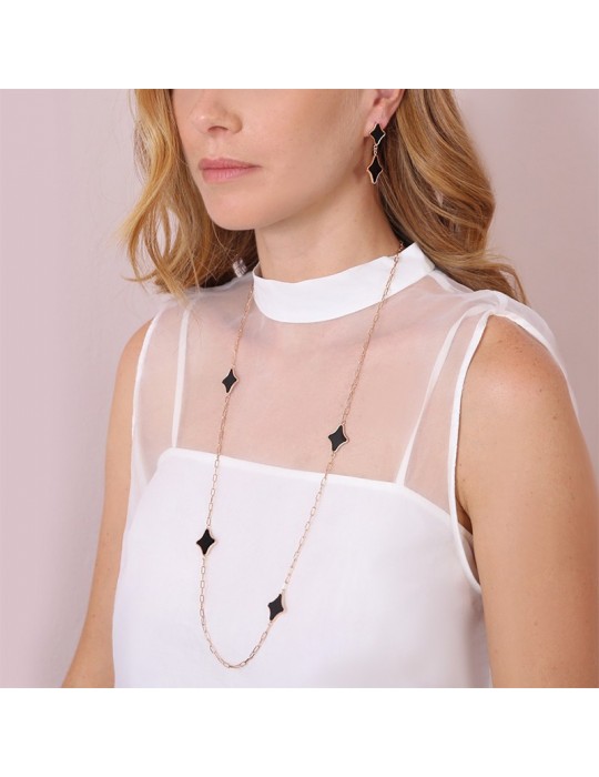 Bronzallure Necklace - Alba - Chain - Stars - Black Onyx-WSBZ02203.BO