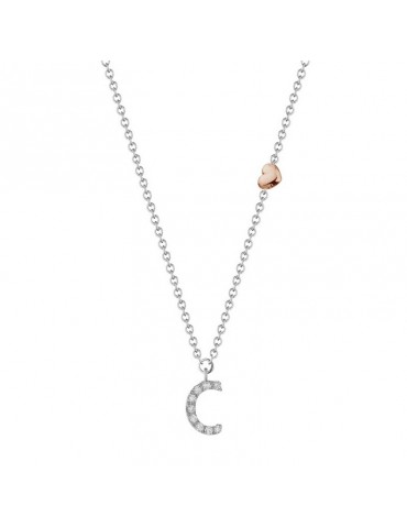 Collana Buonocore - You Are - Oro Bianco 18 carati - Lettera C - Diamanti 0,04 ct - 012C-C-DW