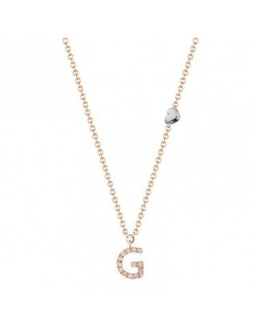 Collana Buonocore - You Are - Oro Rosa - Lettera G - Diamanti - 012C-G-DP